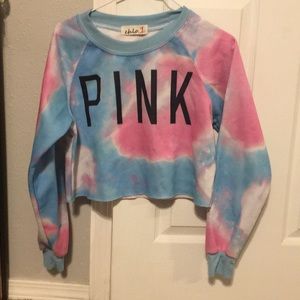 Pink Tie dyed Cropped Sweater